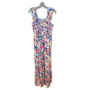 Isabel Maternity Womens Size S Multi-Color Floral Smocked Tiered Maxi Dress